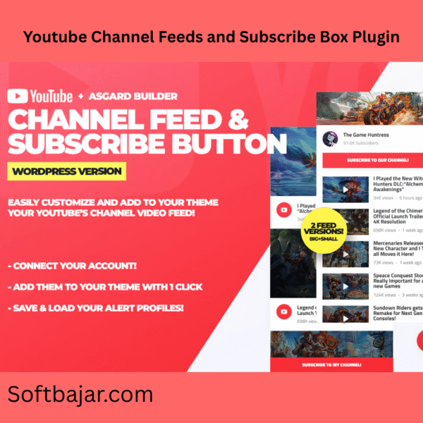 YouTube Channel Feeds এবং Subscribe Box - WordPress প্লাগইন