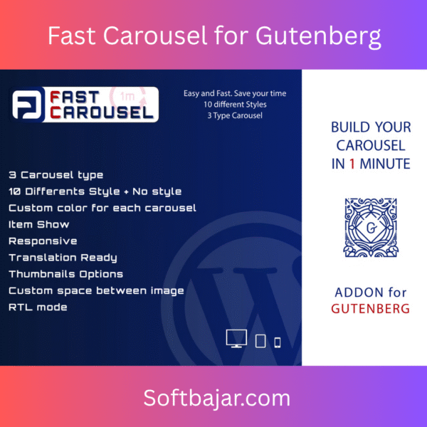 Fast Carousel for Gutenberg – ওয়ার্ডপ্রেস ক্যারোসেল প্লাগইন